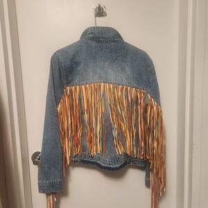 Western Cowboy Denim Jacket With Long Fringe